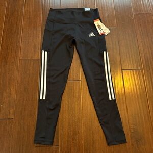 NWT Women’s Adidas Black High Rise 7/8 Leggings with White Stripes - Medium